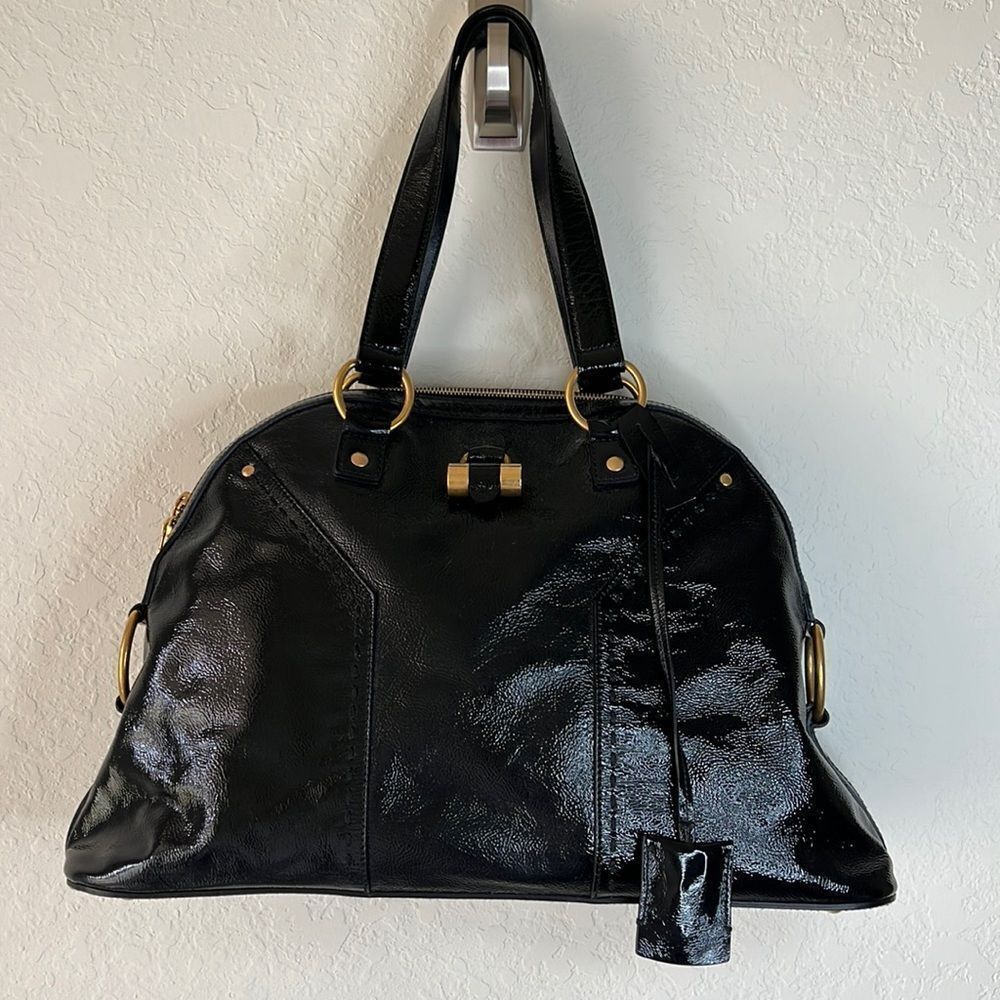 YSL Black Patent Leather Muse Bag - Picture 3 of 8